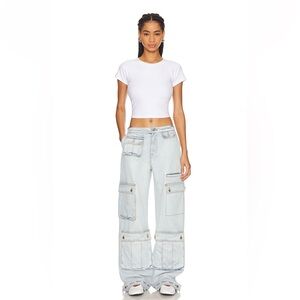 GRLFRND Lara Lowrise Wide Leg Cargo in Echo Light